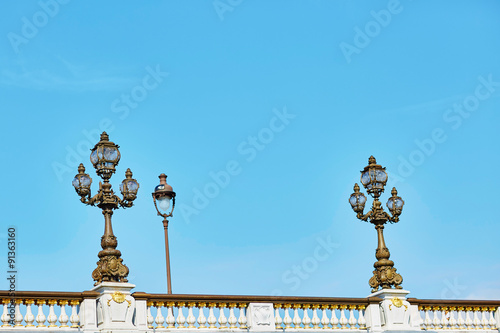 Beautiful details of the Alexandre III bridge in Paris, France © Ekaterina Pokrovsky