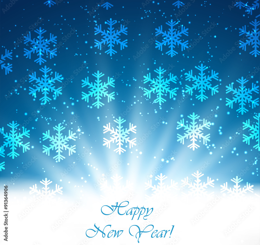 Merry Christmas Landscape. Vector Happy New Year Merry Christmas Landscape. Vector Happy New Year