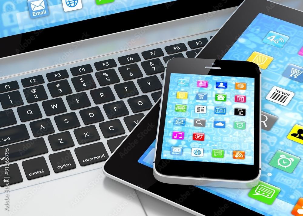 Laptop, phone and tablet pc. Laptop, phone and tablet pc.