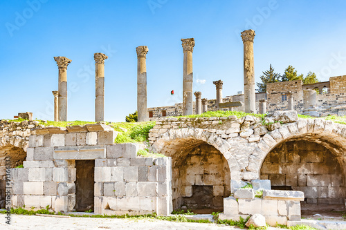 Columns of Umm Qais in northern Jordan. 
 photo