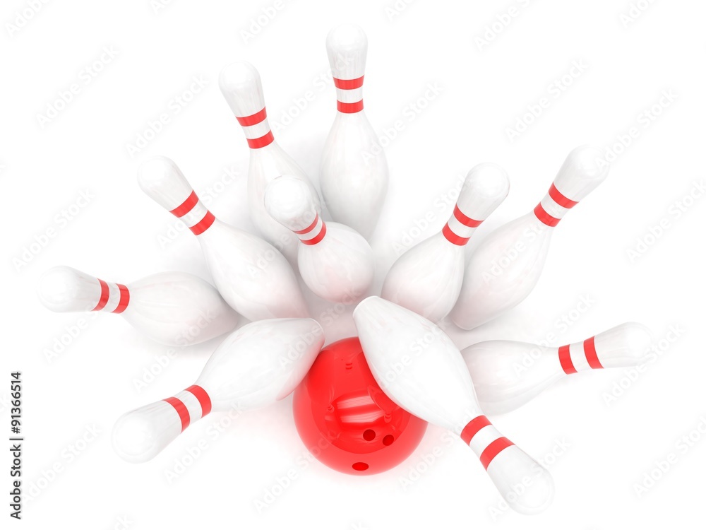 Bowling ball and skittles isolated Bowling ball and skittles isolated