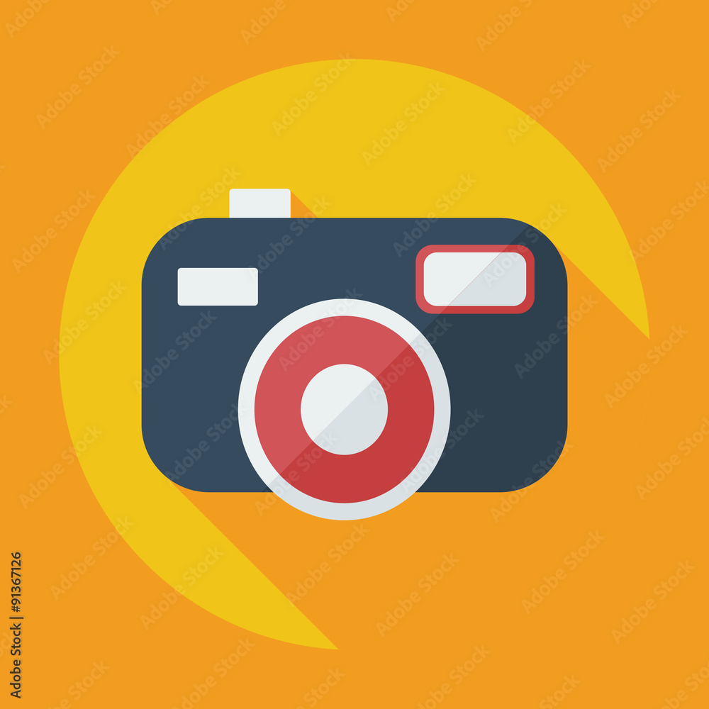 Flat modern design with shadow camera icon Flat modern design with shadow camera icon