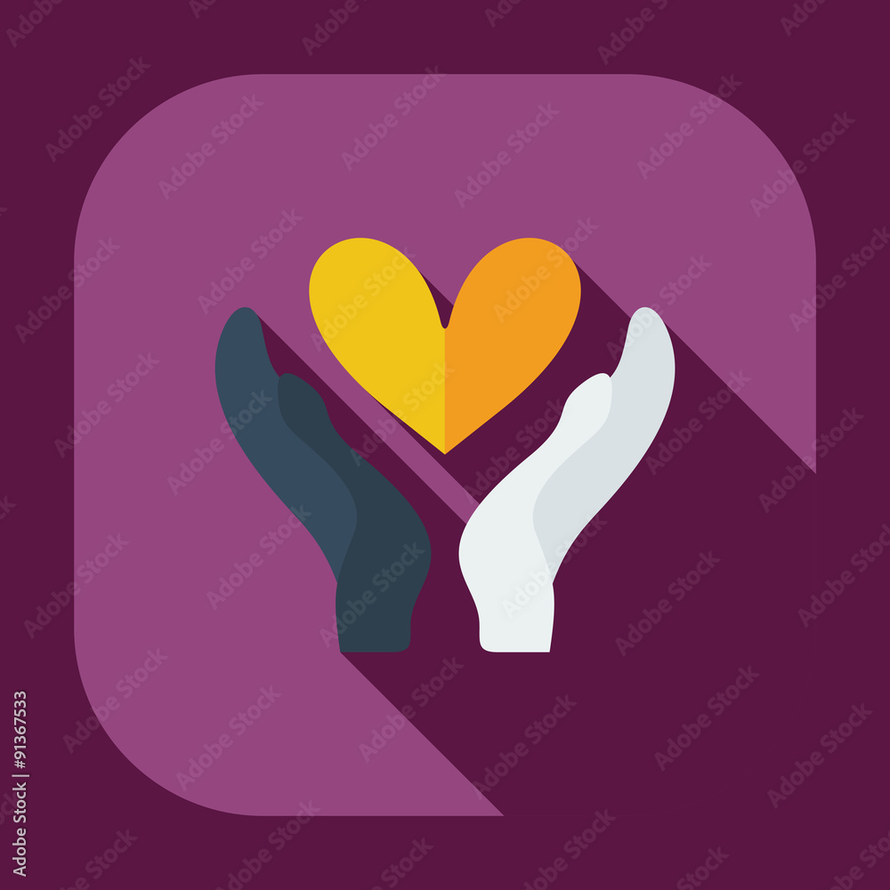 Flat modern design with shadow icons cherish the love