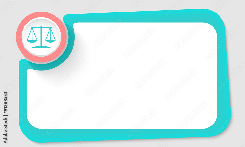 Pink circle and justice symbol and green frame for your text Pink circle and justice symbol and green frame for your text