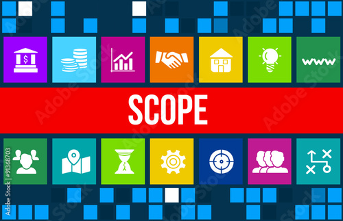 Scope concept image with business icons and copyspace.