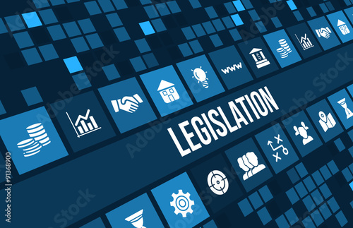 legislation concept image with business icons and copyspace. photo