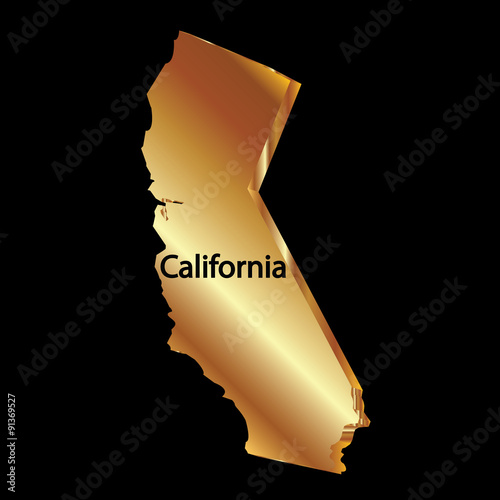 Map gold california state 3D vector