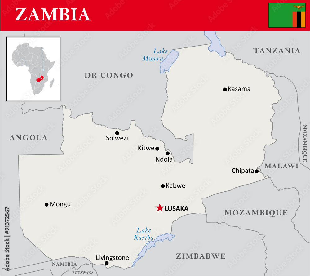 simple outline map of Zambia