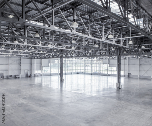 Interior of an empty warehouse photo