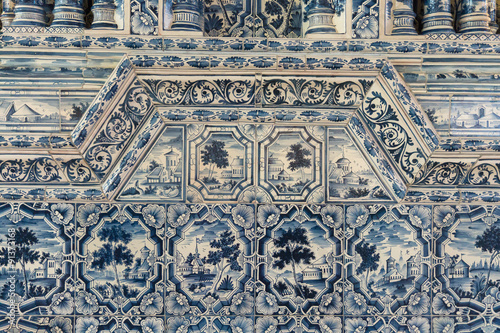 tile furnace detail in Catherine Palace in St. Petersburg 