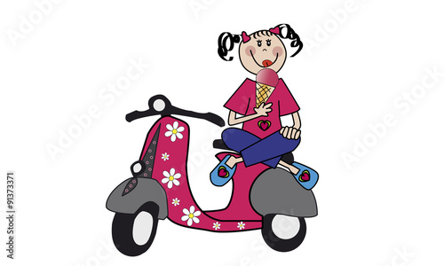 Niña en scooter.