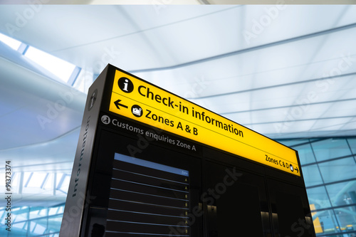 Flight information, arrival, departure at the airport, London, UK