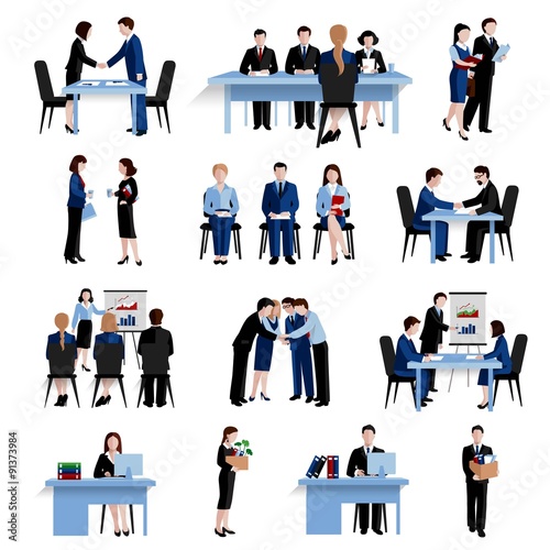 Human resources concept flat icons set 