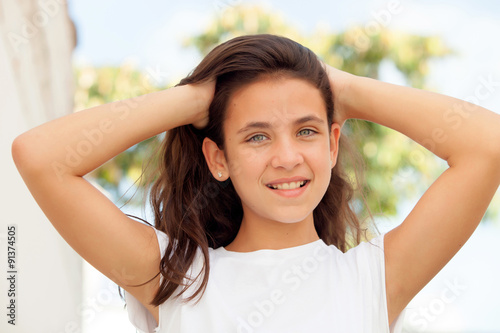 Teenager girl with blue eyes smiling