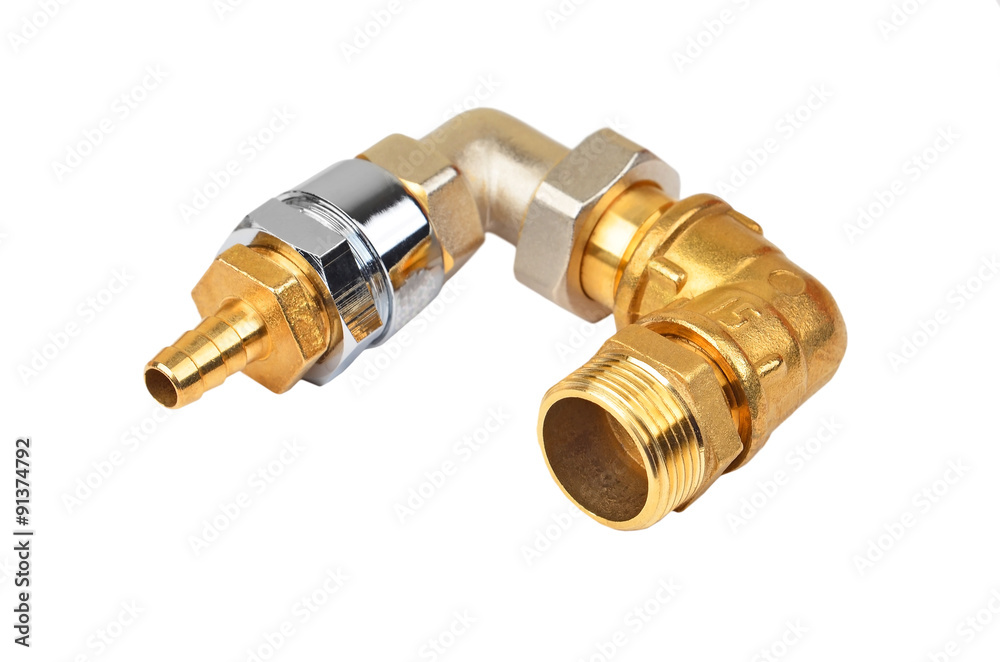 Plumbing fitting and tubulure, isolated on white background Plumbing fitting and tubulure, isolated on white background