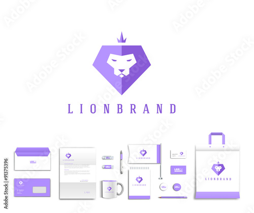 Vector artistic corporate identity template with lion logo and photo