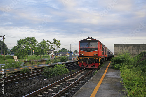 Suburb train in Thailand and clouds