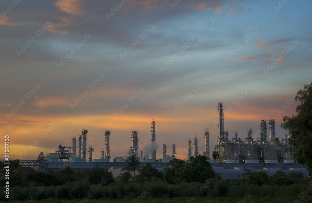 Oil refinery or petrochemical industry at twilight sky