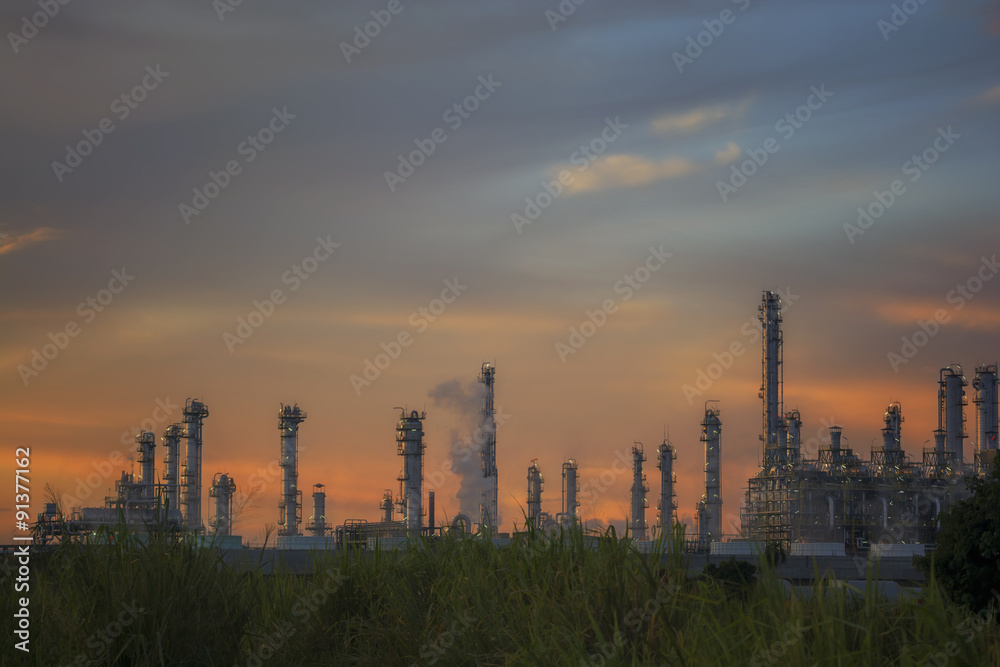Oil refinery or petrochemical industry at twilight sky