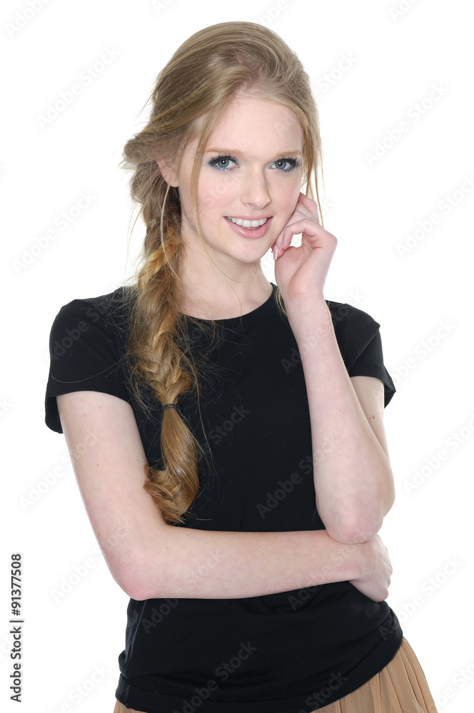beautiful young woman standing over white background beautiful young woman standing over white background