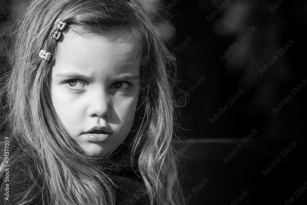 black and white portrait taken outside of a beautiful little black and white portrait taken outside of a beautiful little