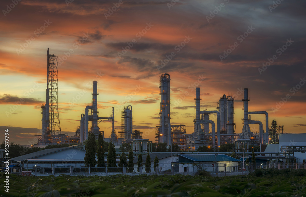 Oil refinery or petrochemical industry at twilight sky