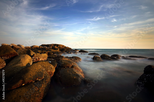 Reef and seacoast at at Lipe island beach of the Andaman sea, in