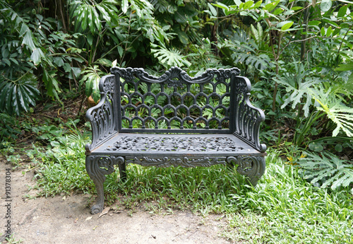  vintage seating with green leave background