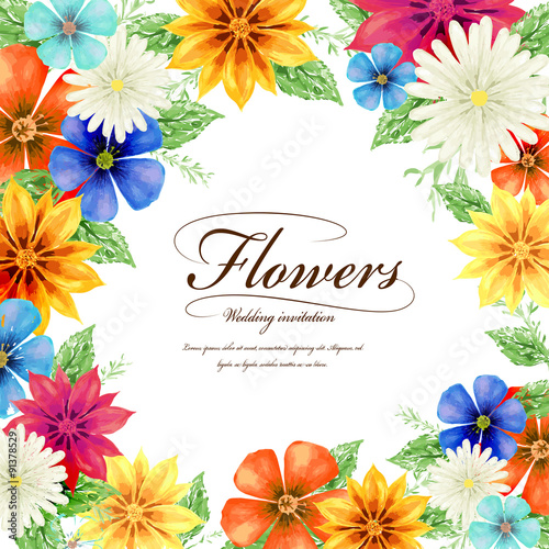 attractive tropical style floral wedding invitation template