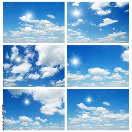 Sky daylight collection. Natural sky composition. Collage