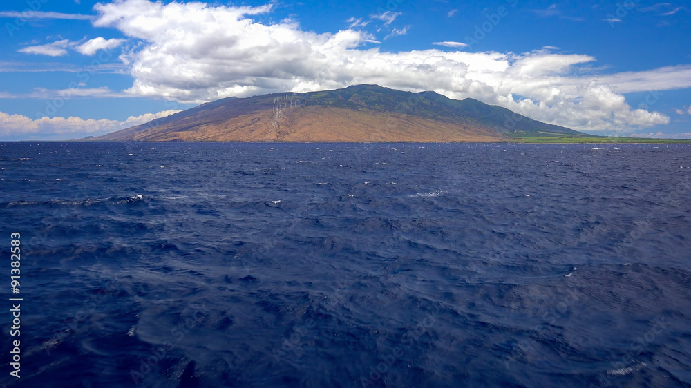 Tropical Blue Waters Leading to The Hawaiian Island of Maui