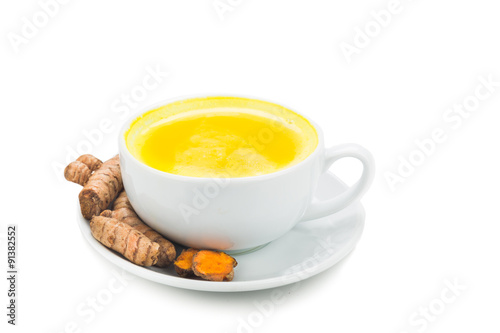 Turmeric with milk drinks good for beauty and health.
