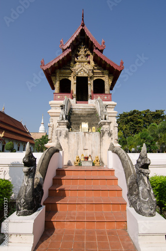 Buddhist temple with golden ornaments