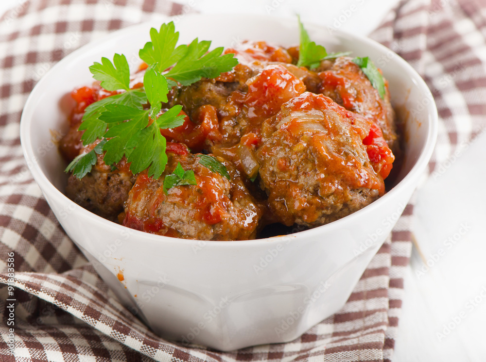 Meatballs with Tomatoes and fresh parsley. Meatballs with Tomatoes and fresh parsley.