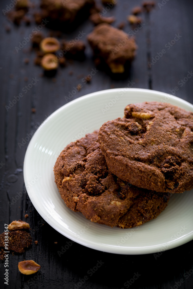 Fototapeta premium Chocolate Cookie / Cookie / Chocolate Chip Cookie with Hazelnut