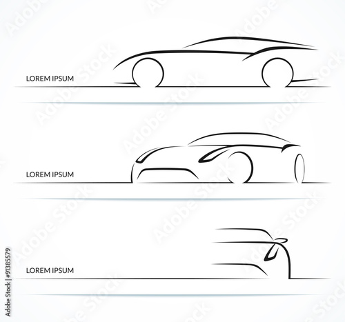 Sports car silhouette set. Vector illustration