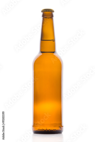 One bottle of beer isolated on white background