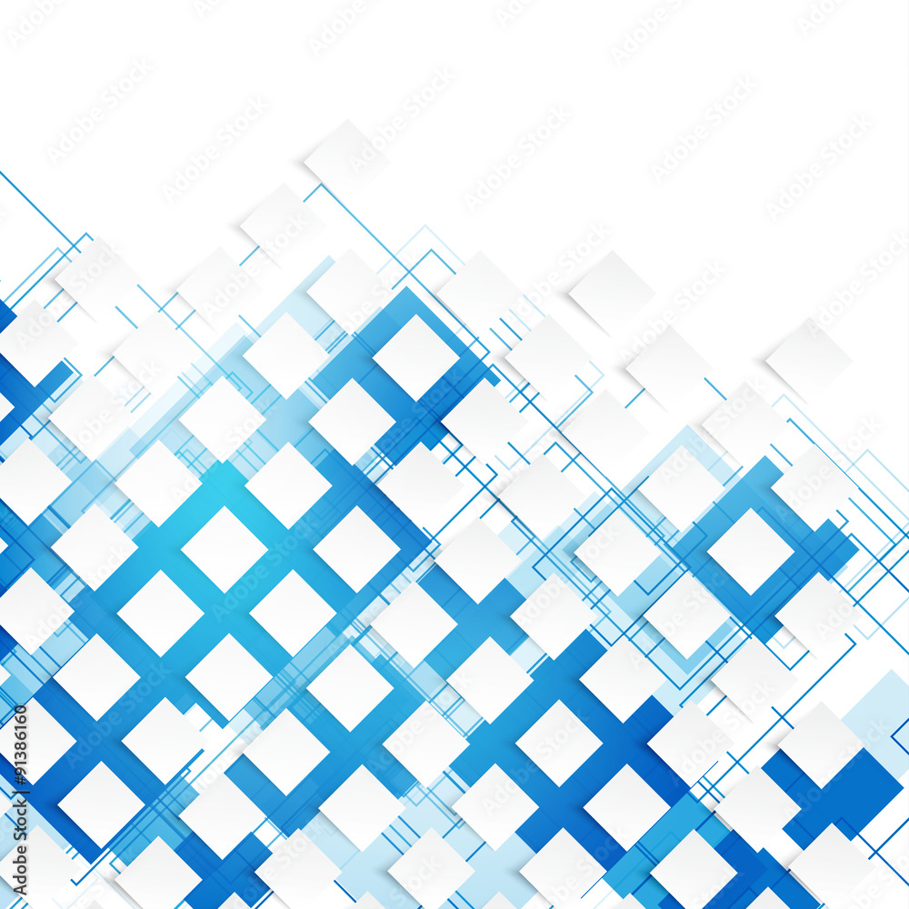 Fototapeta premium Vector blue squares. Abstract background. 