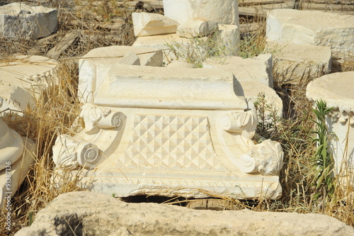 Remains of ancient Roman columns at Tel Marsha, Israel  photo