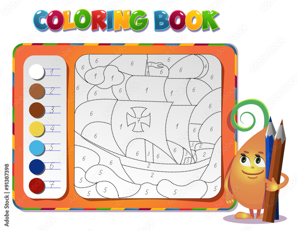 Fototapeta premium Coloring book about ship