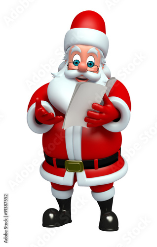 Tableau sur toile Cartoon Santa claus with notepad