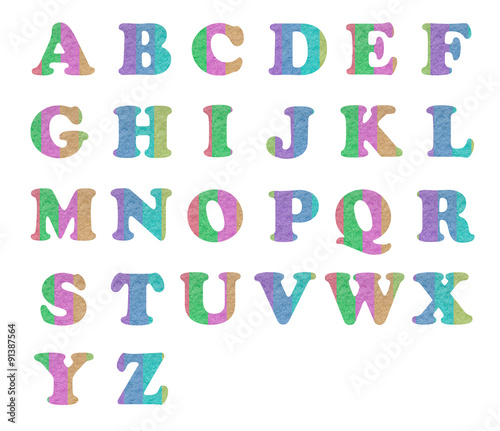 craft paper letter alphabet on white background