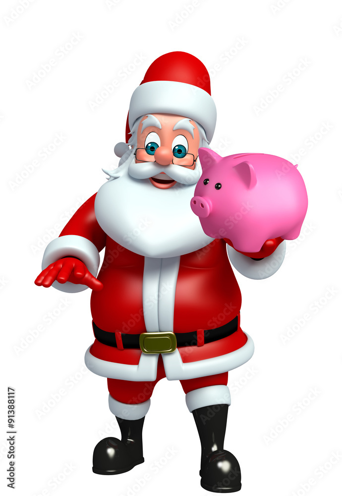 Cartoon Santa claus with piggy bank Cartoon Santa claus with piggy bank