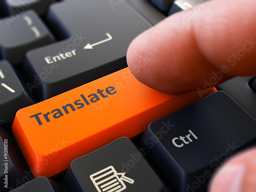 Translate Concept. Person Click Keyboard Button. photo
