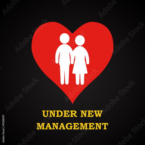 Under new management - funny inscription template