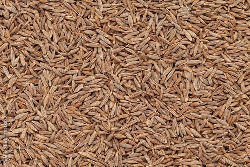Organic Cumin seed (Cuminum cyminum) closeup background texture.