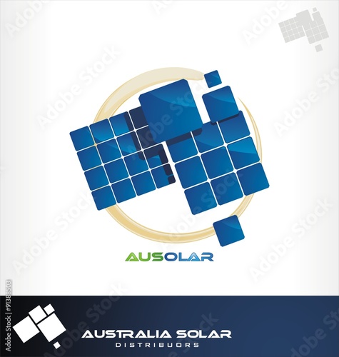 Solar panel in Australia form, solar panel, solar energy. Solar symbols, icons and logo.