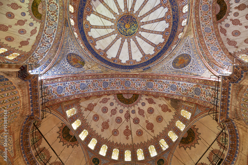 Internal view of Blue Mosque, Sultanahmet, Istanbul