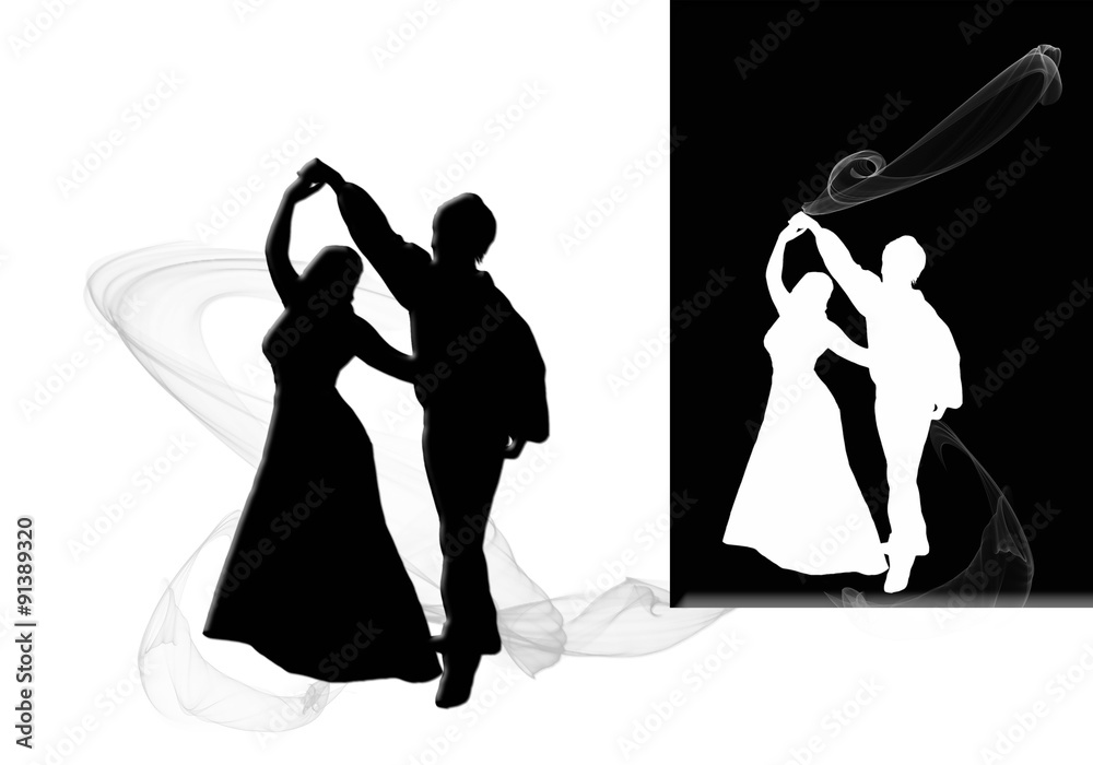 Baile, pareja, fondo, blanco y negro Stock Illustration | Adobe Stock