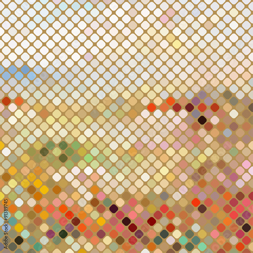 Multicolor mosaic pattern on golden background (vector)